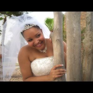 Wedding Gown and 3 Tier Cathedral Veil
